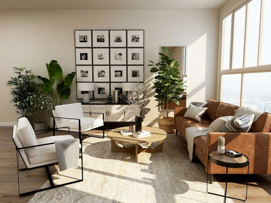 Finished basement living room with comfortable seating